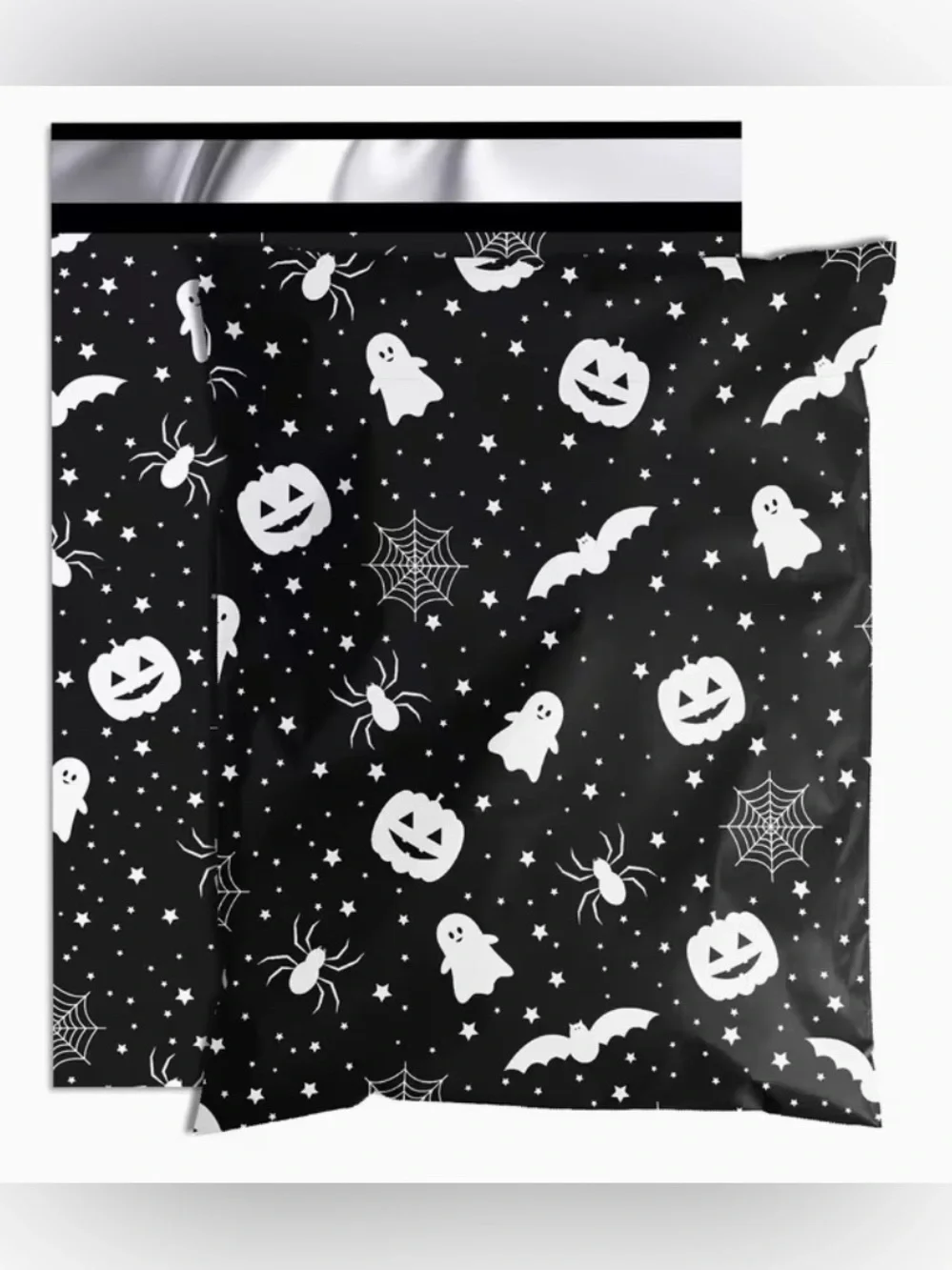 30 6” x 9” Halloween Bat, Ghost, Spider, & Web Poly Mailers